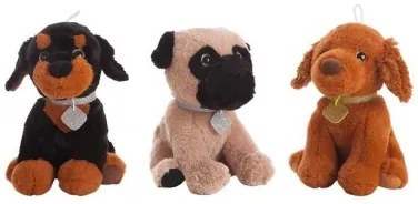 Cagnolino di Peluche 32 cm Nero Beige Marrone Poliestere Acrilico (32 cm)