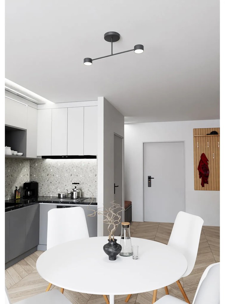 Plafoniera Moderna Thor 2 Luci Nera