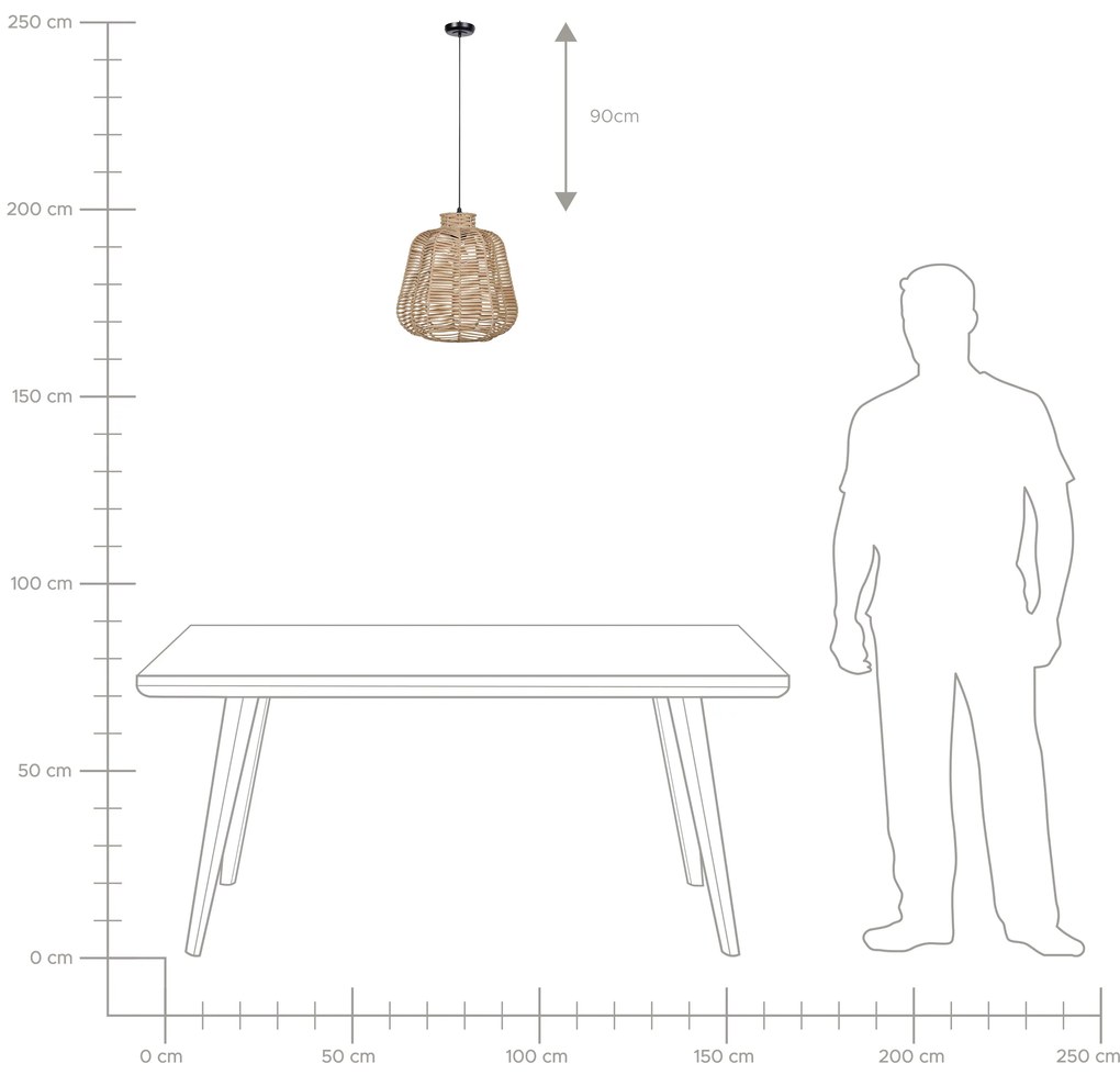 Lampadario rattan beige e naturale 128 cm RAMENA Beliani