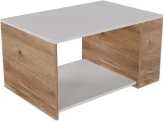 Tavolino Da Salotto Design Moderno 60x90x48 Con Vani Laterali Zeno Bianco e Rovere