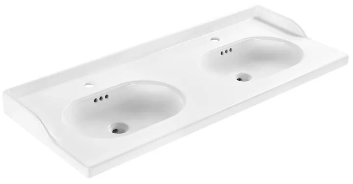 Lavabo integrale a incasso bacino su entrambi i lati rettangolare Charm L 121 x H 20 x P 49.7 cm in ceramica bianco