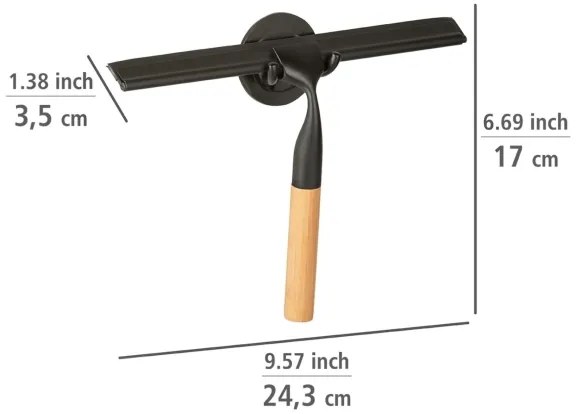 WENKO 24834100 - Raschietto in bambù 24,5x17 cm acciaio inox/nero/marrone