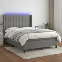 Letto a Molle Materasso e LED Grigio Scuro 140x200cm in Tessuto cod mxl 40195