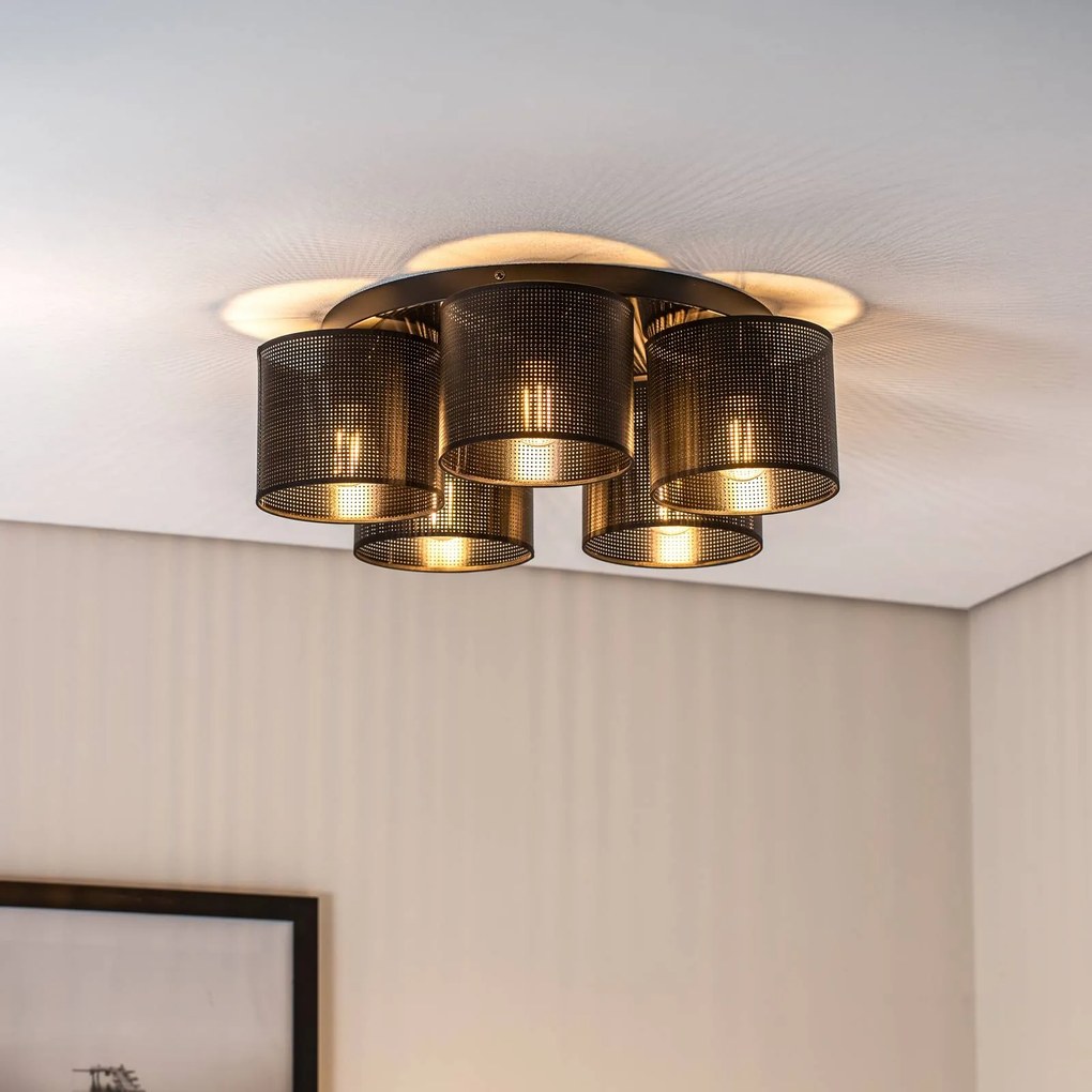 Luminex Plafoniera Jovin con cinque paralumi, nera