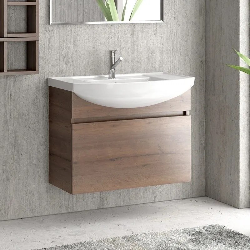 Kamalu - mobile bagno 80 cm sospeso con cassetto scorrevole bn-80b