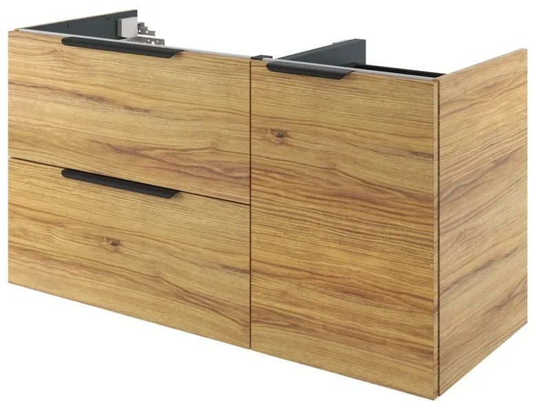 Mobile da bagno sospeso sotto lavabo L 120 x H 64 x P 48 cm rovere miele, 2 cassetti Apertura push-pull SENSEA Neo, Maniglie acquistabili separatamente
