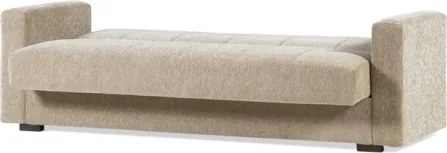 Divano Letto 3 Posti Contenitore 212x80x87 Tessuto Beige Nora Lumos