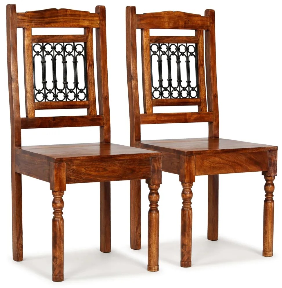 Sedie Da Pranzo Classiche 2 Pz İn Legno Massello Finitura Ambra /