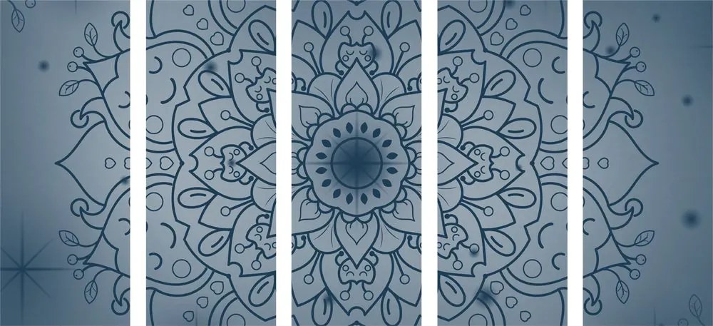 Quadri 5 pezzi – Fiore di Mandala blu scuro