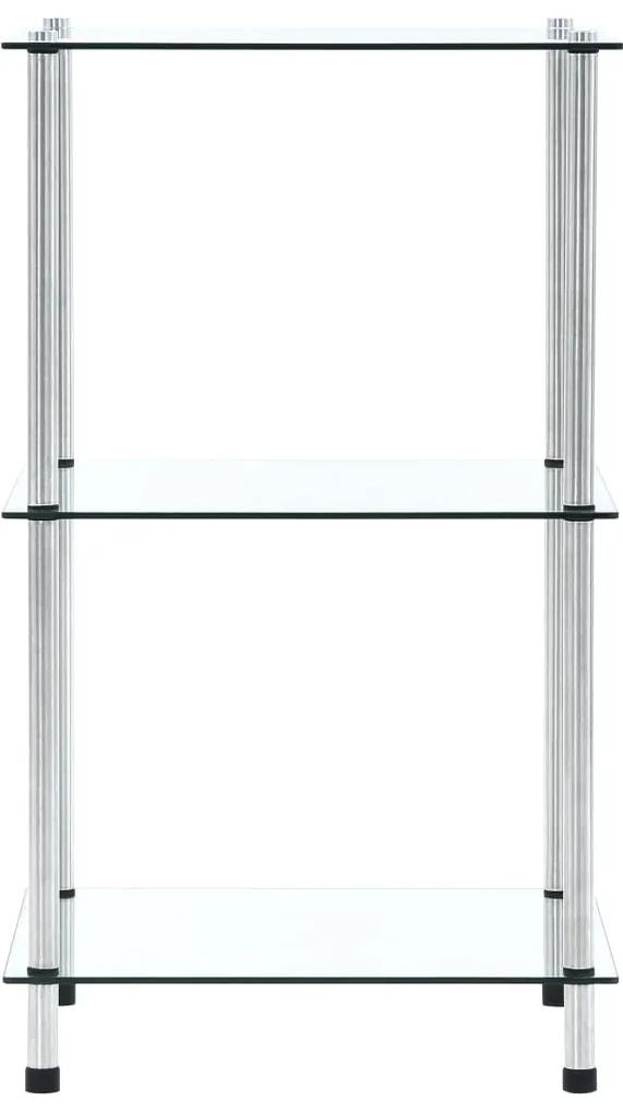 Scaffale a 3 livelli trasparente 40x40x67cm in vetro temperato