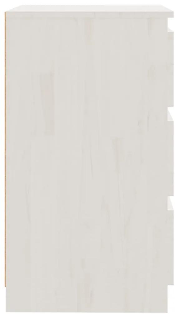 Comodino bianco 60x36x64 cm in legno massello di pino