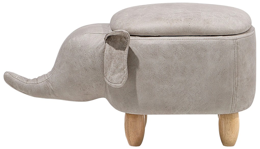 Pouf in tessuto similpelle grigio chiaro ELEPHANT Beliani