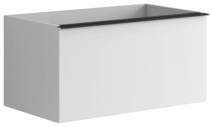 Mobile da bagno sotto lavabo Pixel plain frontale bianco e maniglia alluminio nero laccato opaco L 80 x H 40 x P 45.5 cm 2 cassetti, lavabo non incluso