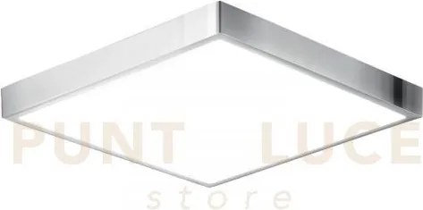 Plafoniera led domo cromo quadrata 24w 2700lm 4000k ip44 24x24x2,4cm