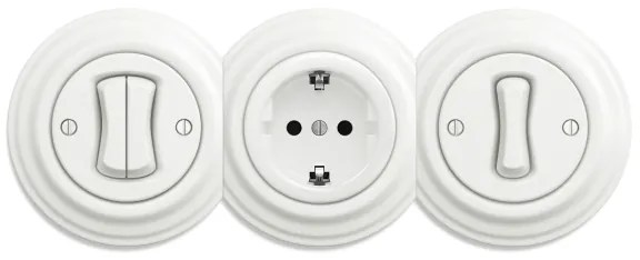 Kliklap - Presa domestica in stile retrò senza cornice SCHUKO 230V/16A bianca