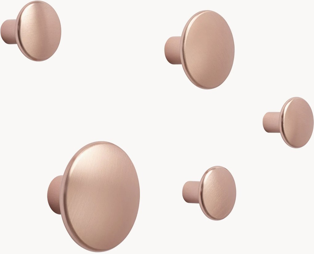Set di 5 ganci da parete in alluminio Dots