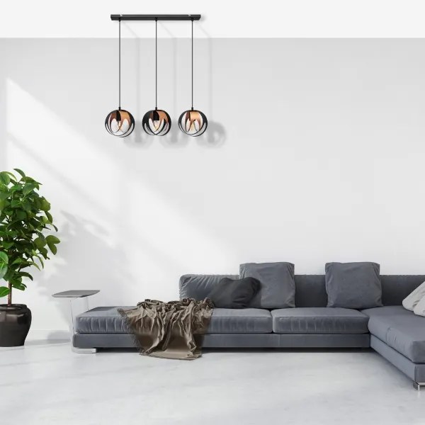 Lampadario a sospensione con filo MOONLIGHT 3xE27/15W/230V nero/rame