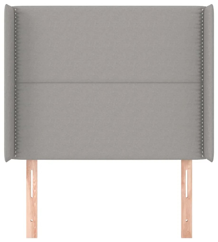 Testiera ad orecchio grigio chiaro 93x16x118/128 cm in tessuto