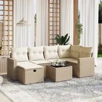 Set Divani da Giardino 7 pz con Cuscini Beige in Polyrattan 3263494