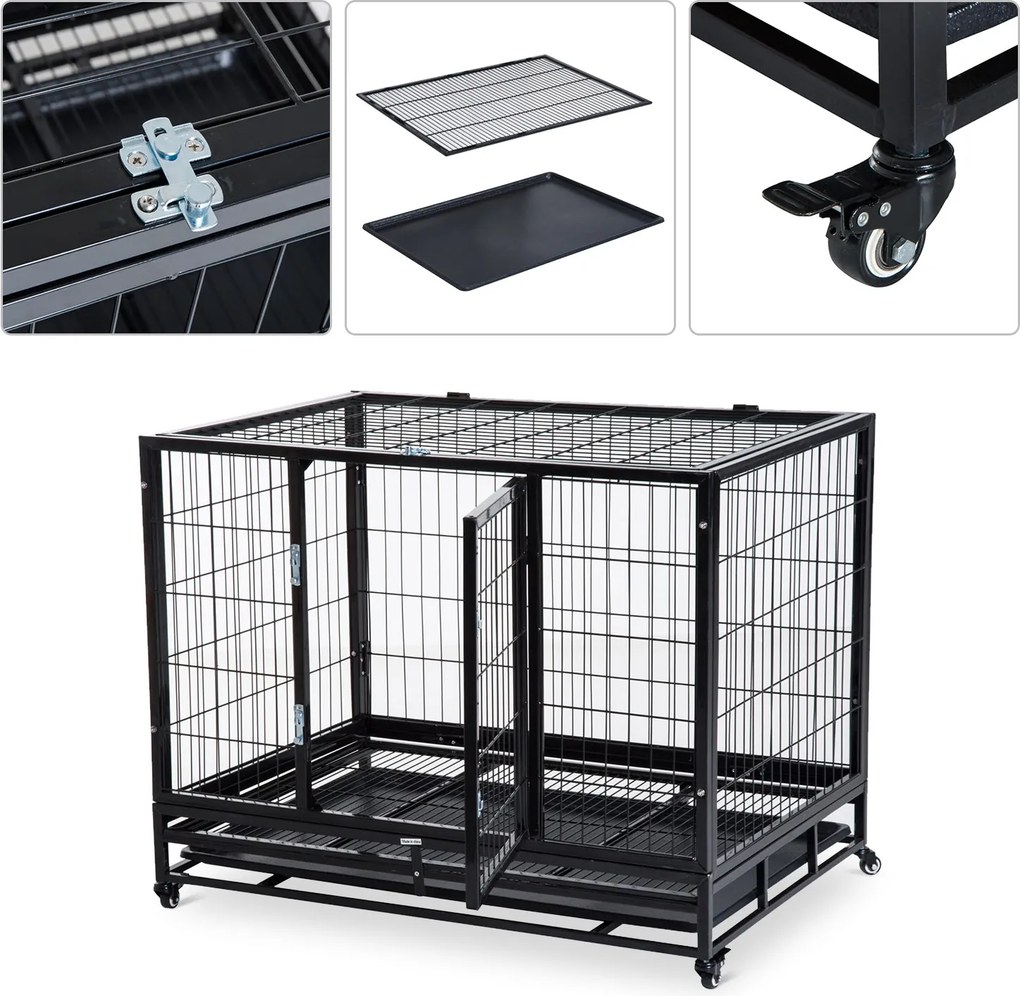 Box per Cani da Interno Esterno con Rotelle 92×62×75 cm...
