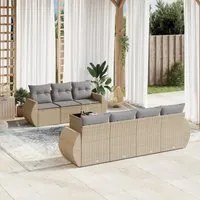 Set Divano da Giardino 8 pz con Cuscini Beige in Polyrattan 3253466