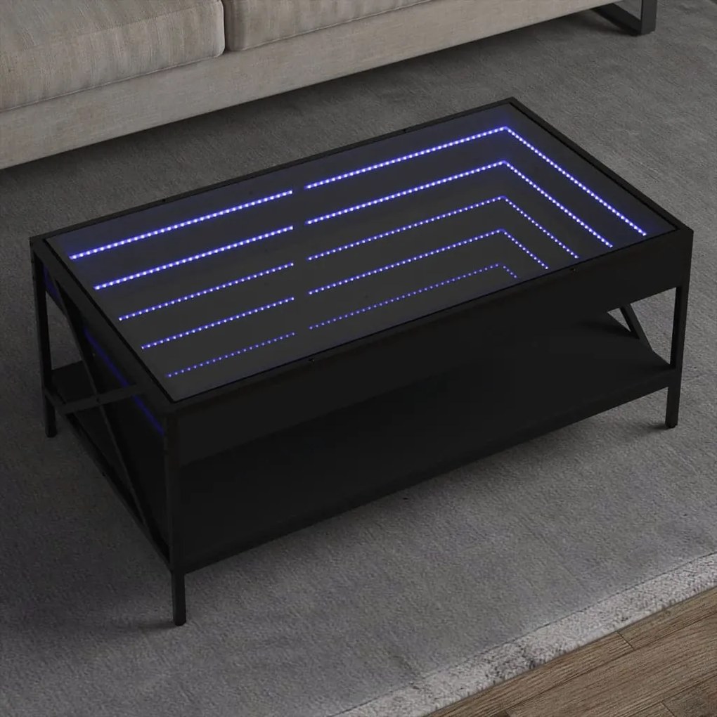 Tavolino Da Salotto Con Led Infinity Nero 90x50x38 Cm /