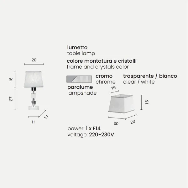 Lampada da tavolo LIVIA in cristallo Bianco 20x43 cm
