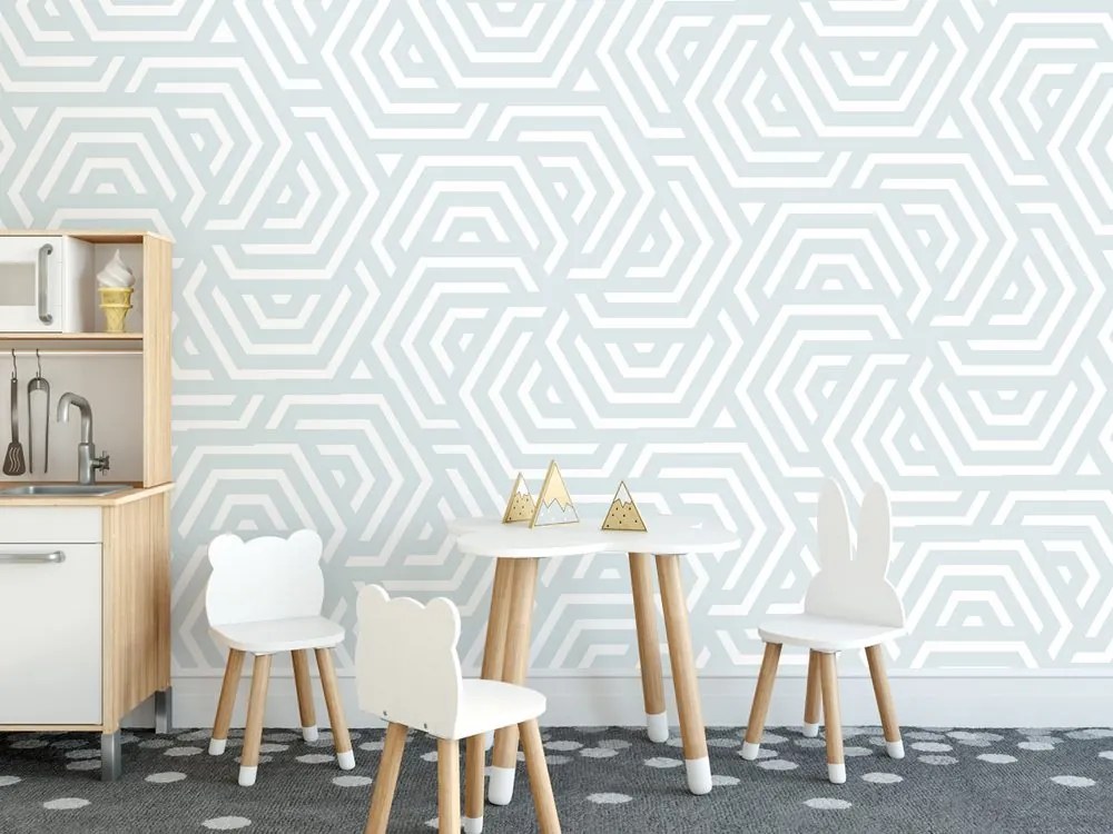 Carta da parati – Motivo trendy grigio-blu