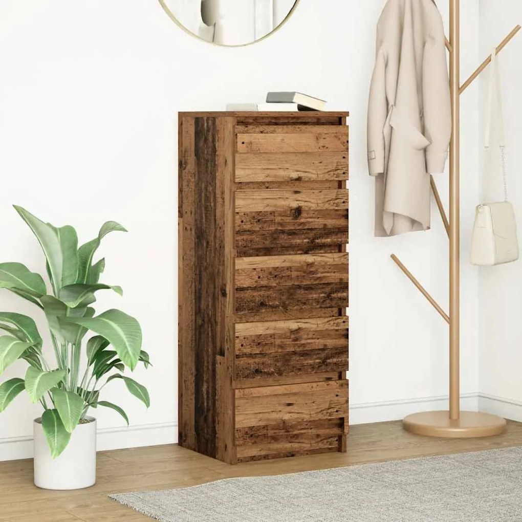 Credenza Con Cassetti Legno Antico 37,5x35x99 Cm İn Truciolato /