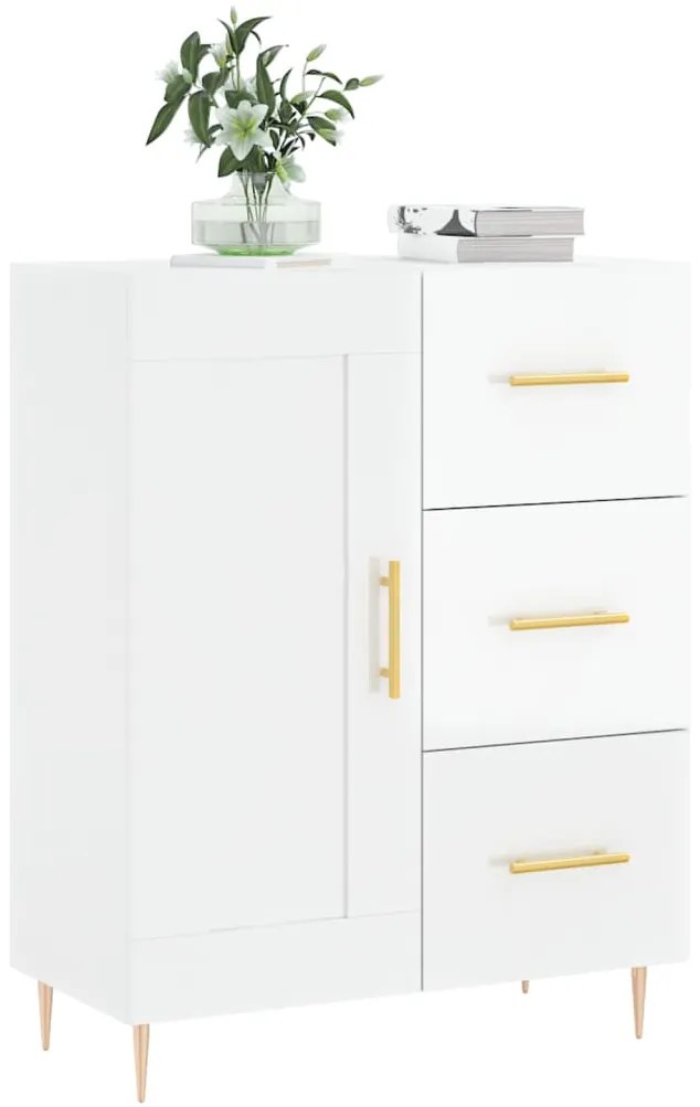 Credenza 69,5x34x90 cm in legno multistrato bianco lucido