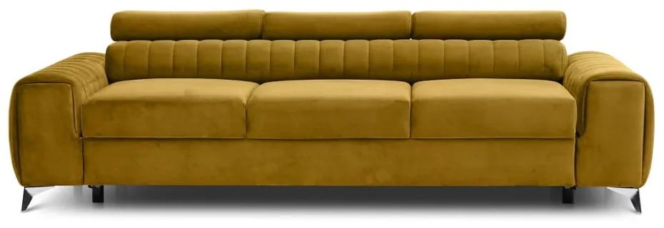 Divano color senape allungabile e rivestimento in velluto 261 cm Laurence – ELTAP