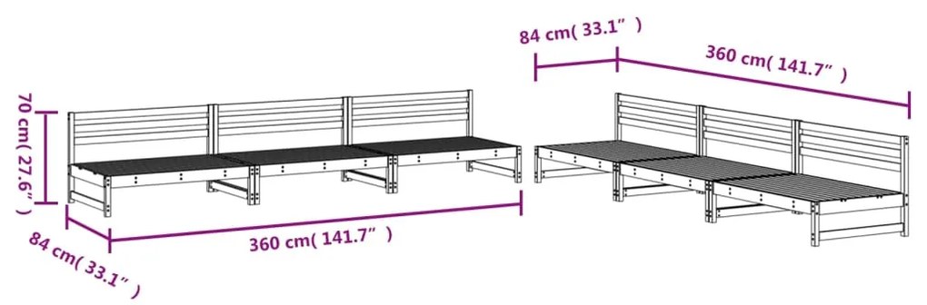 Set salotto da giardino 6 pz bianco in legno massello di pino