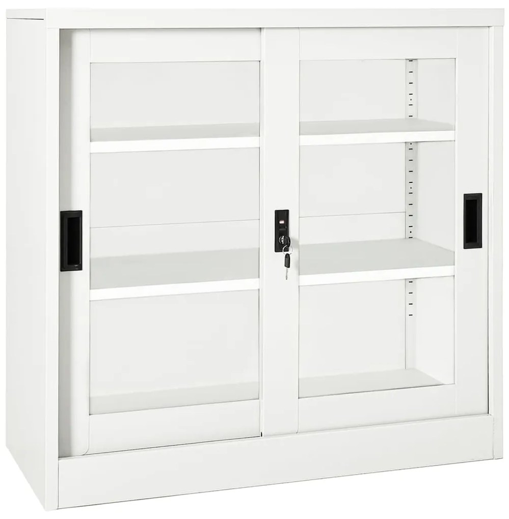 Armadio Con Ante Scorrevoli Bianco 90x40x90 Cm İn Acciaio /
