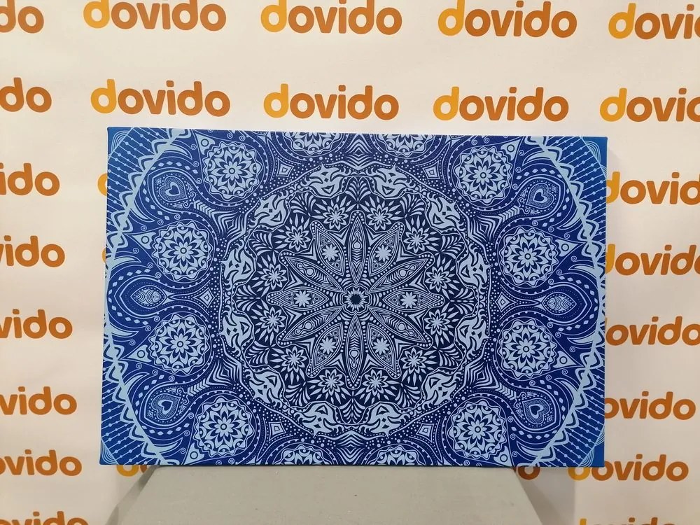 Quadro su tela – Mandala ornamentale con pizzo in blu