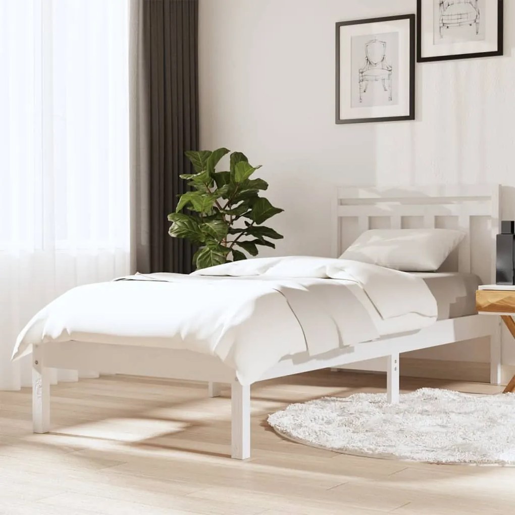 Giroletto Bianco 90x190 Cm Single İn Legno Massello /