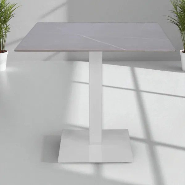 Tavolo da bar ristorante quadrato bianca 80x80 cm Top per esterno effetto Cemento H 75