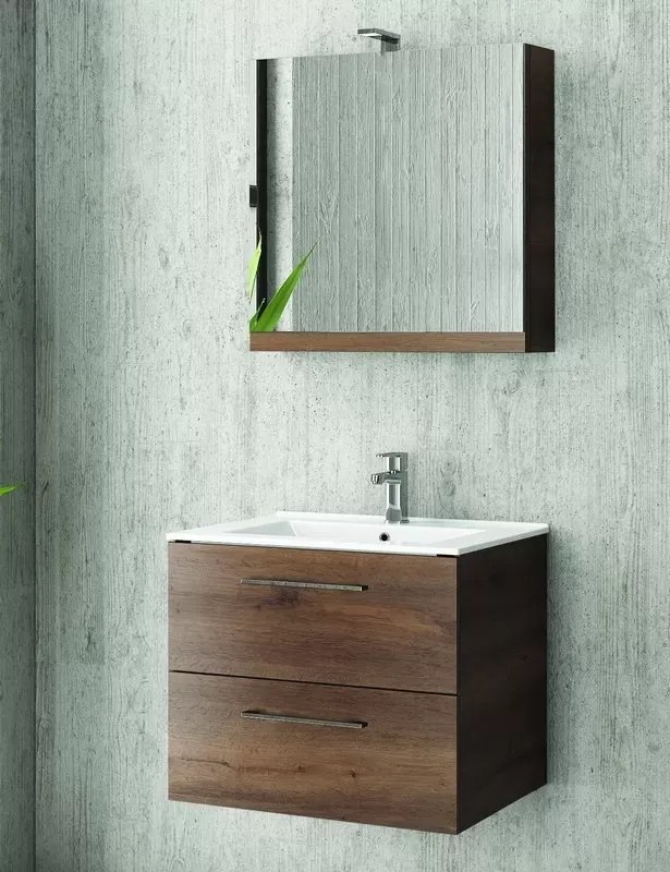 Mobiletto bagno 60 cm lavabo incasso e due cassetti NEL-60 - KAMALU