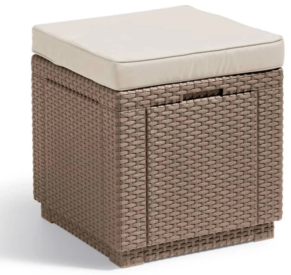 Cubo Pouf Portaoggetti Con Cuscino Cappuccino /