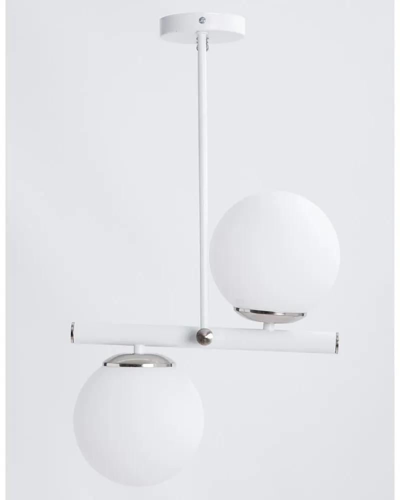 Lampada a sospensione con paralume in vetro bianco-argento ø 15 cm Libra - Squid Lighting