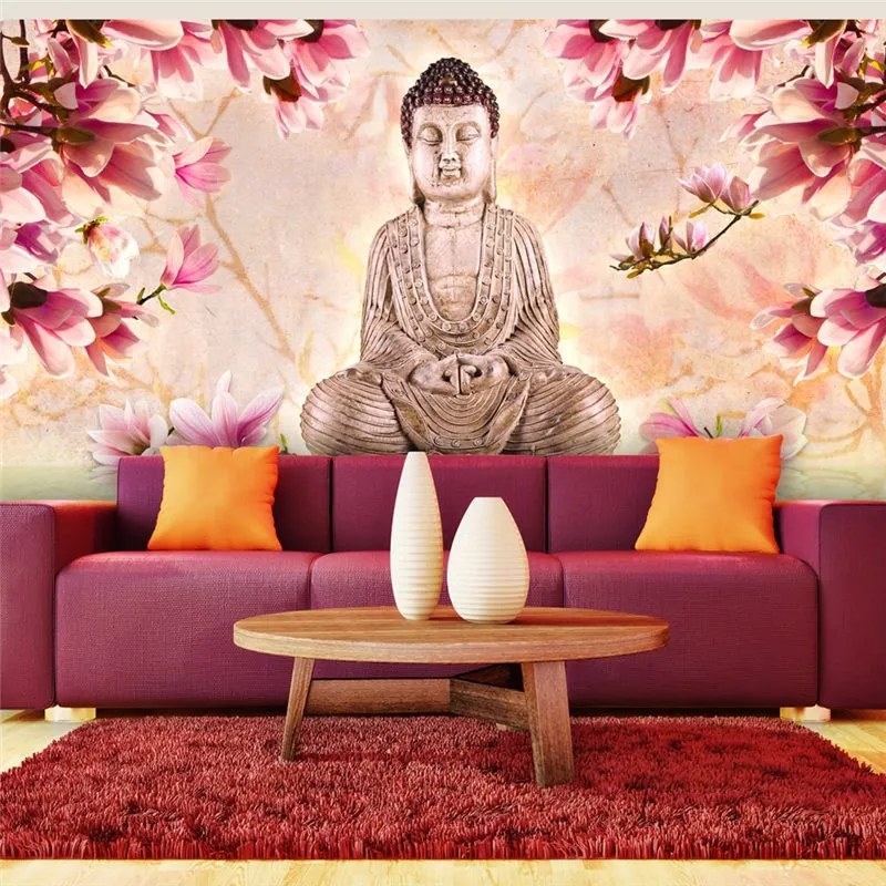 Fotomurale XXL  Buddha e magnolia  Colore Crema, Dimensioni e Misure 550x270