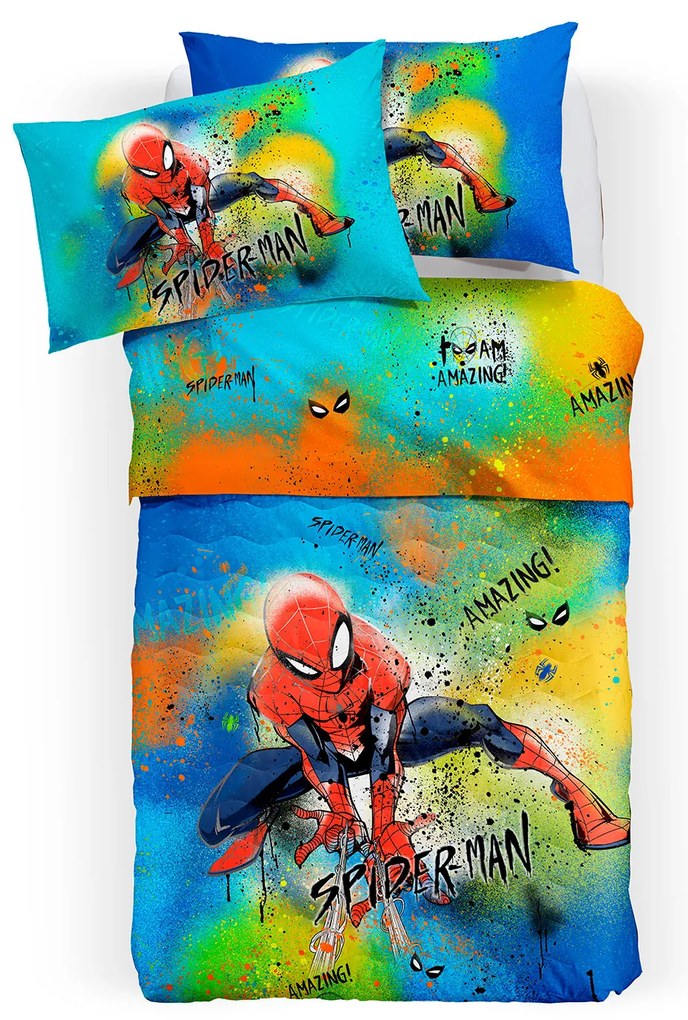Copriletto Trapuntato Singolo Spider man park Marvel, in