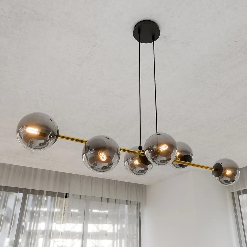 Lampadario a sospensione GRAVITY 6 Nero/Bianco e Oro 6xE14