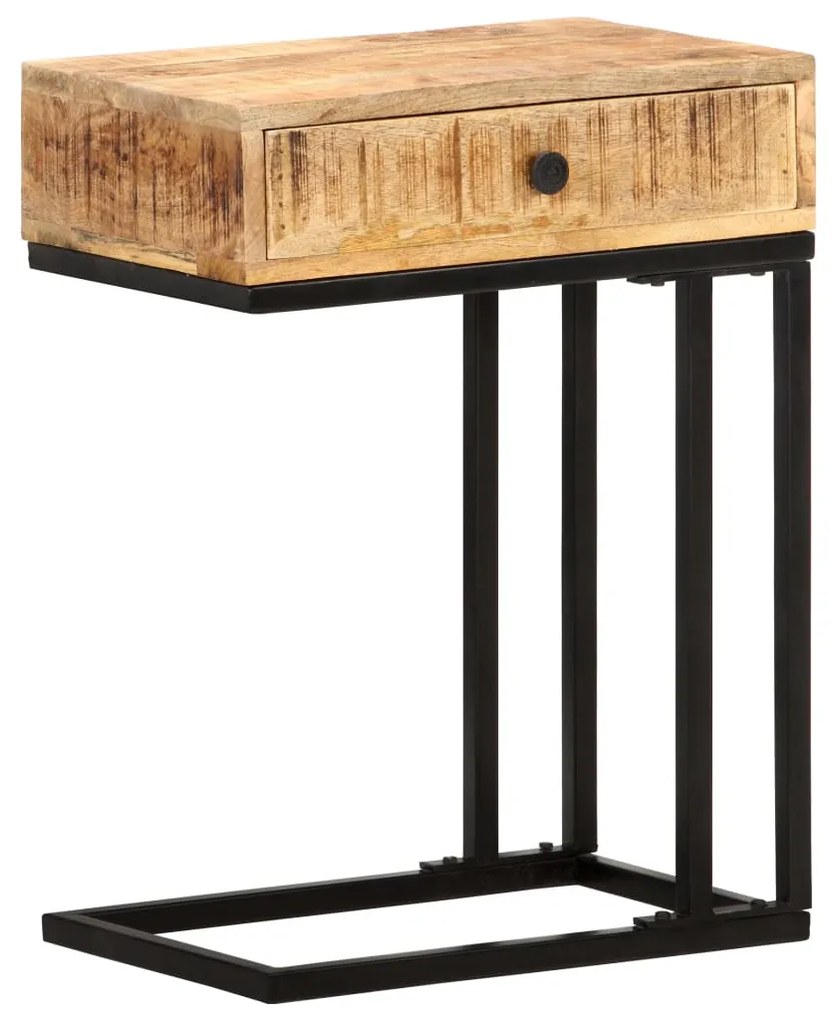 Tavolino Laterale A Forma Di U 45x30x61 Cm İn Massello Di Mango /