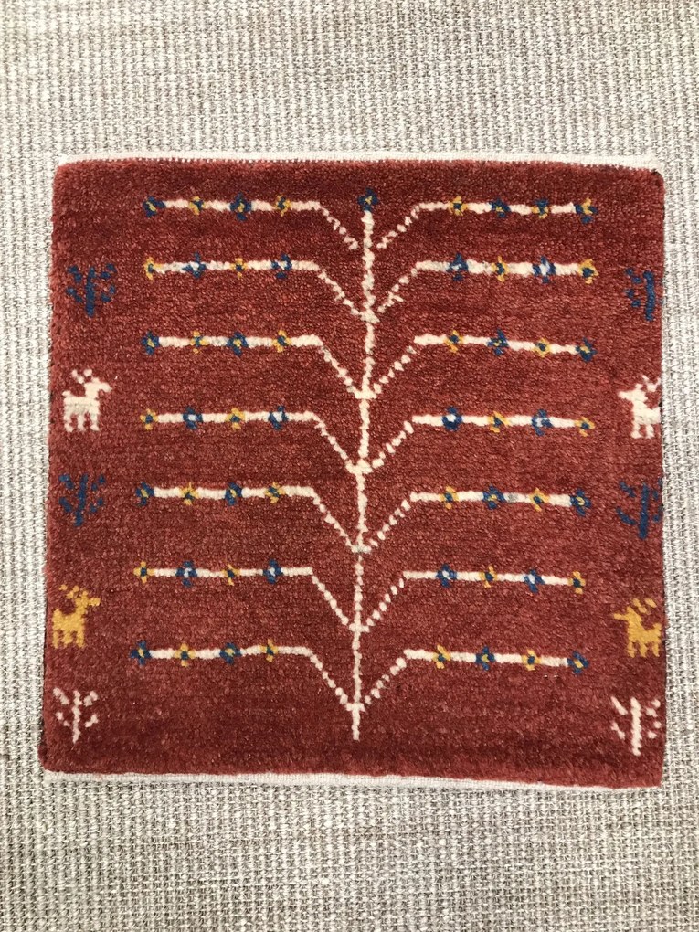 Gabbeh Tappeto 40x40 Rosso (Iran) Annodato A Mano