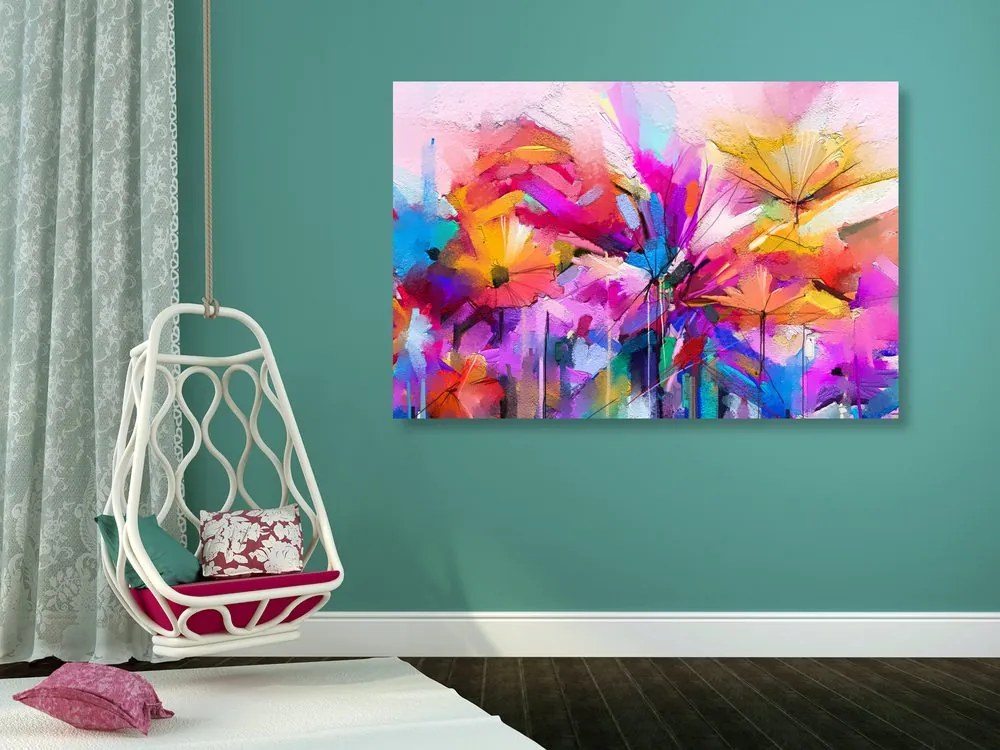 Quadro su tela – Fiori astratti colorati