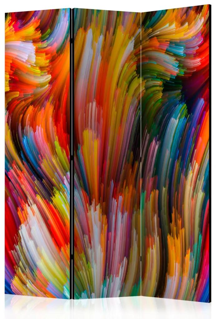Paravento Onde arcobaleno (3-parti) - composizione astratta su sfondo colorato