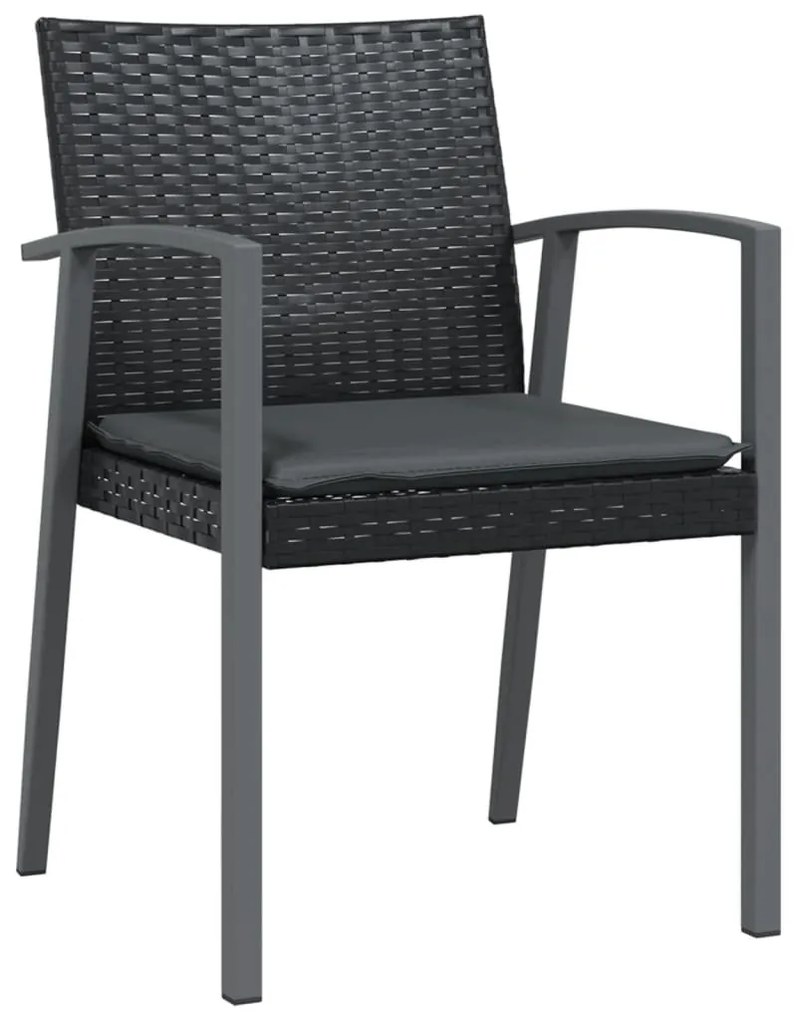 Sedie da giardino con cuscini 2pz nere 56,5x57x83 cm polyrattan