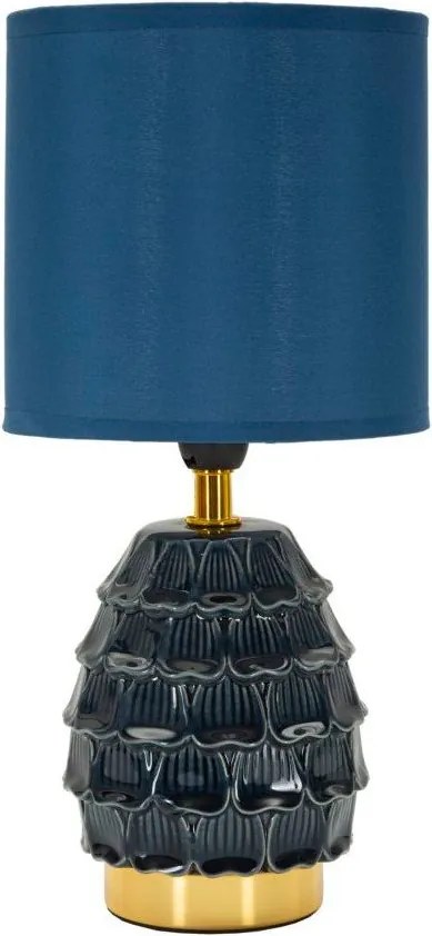 Lampada da tavolo blu in ceramica con paralume in tessuto (altezza totale 30,5 cm) Pigny – Mauro Ferretti