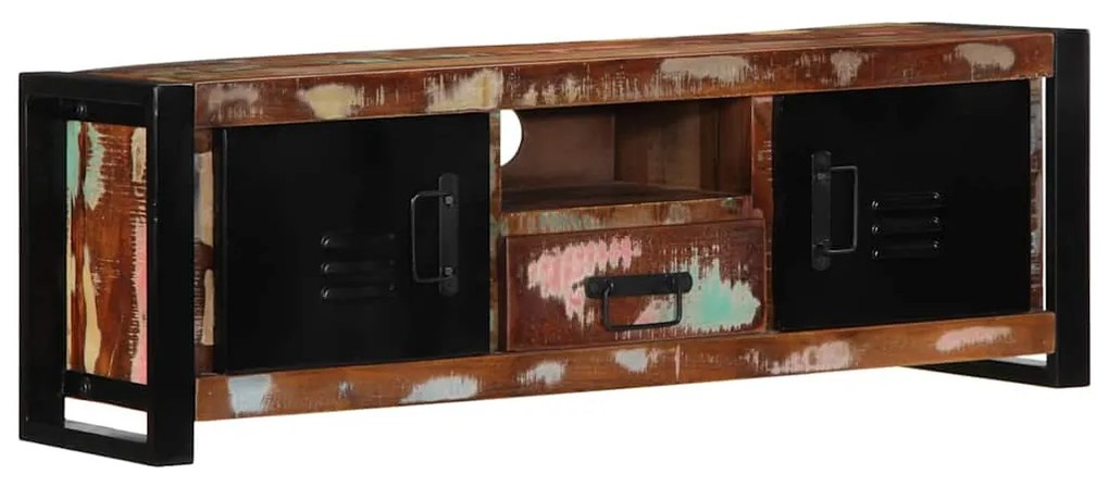 Mobile Porta Tv 100x30x35 Cm İn Legno Massello Di Recupero /