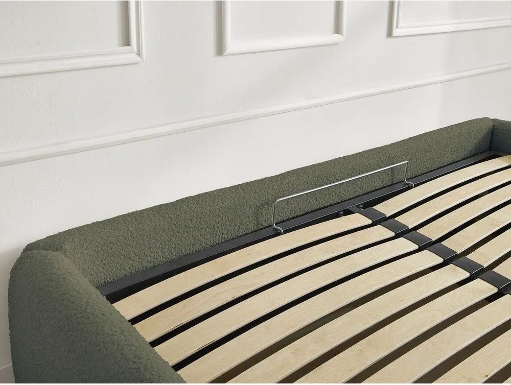 Letto matrimoniale imbottito verde scuro con contenitore/senza testiera con rete inclusa 160x200 cm Inera – Bobochic Paris